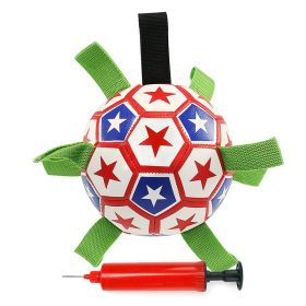 Dog Soccer Ball Toys with Straps, Interactive Dog Toy for Tug of War, Puppy Birthday Gifts, Dog Tug Toy, Dog Water Toy (Color: Red and Blue, size: M)