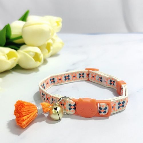 Anti-suffocation Safety Buckle Cat Collar Tassel Bell Adjustable Anchor Chain Rope